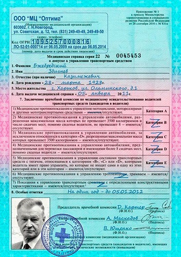 фото медсправки на права